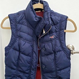 Hollister Puffy Vest Navy Blue Medium